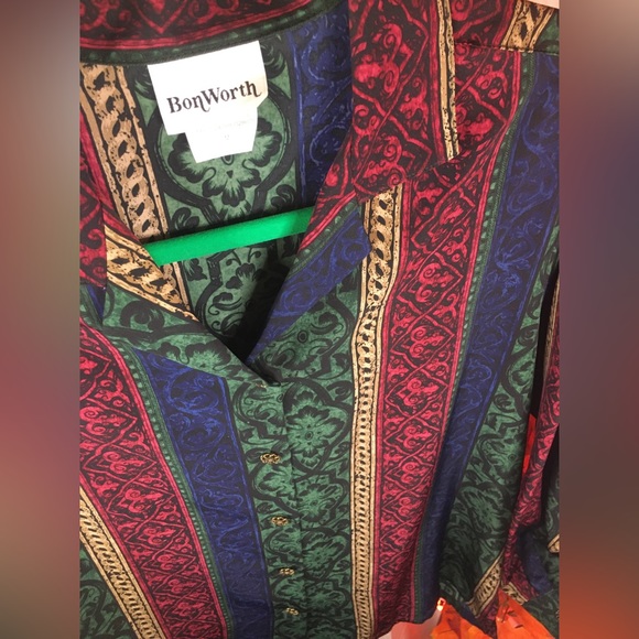 BonWorth | Women’s Multicolored Paisley Print Button Down Blouse Top - Picture 6 of 11